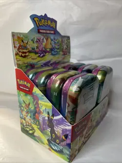 Pokemon Prismatic Evolutions Mini Tin Display Box Full Set 8 Tins - Image 2