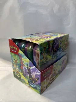 Pokemon Prismatic Evolutions Mini Tin Display Box Full Set 8 Tins - Image 5