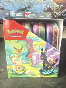 Pokemon TCG Prismatic Evoltuions Mini Tin Display Box Full Set of 8 Tins New - Image 2