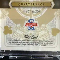 Sam Leavitt 2024 Wild Card 5 Card Draw Stacked Deck 1/1 Color Match ASU QB - Image 4