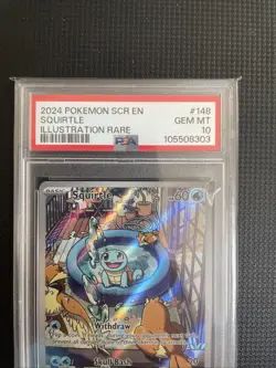 Pokemon TCG Squirtle Stellar Crown Illustration Rare Card 148/142 PSA 10 - Image 2