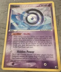 Pokemon Unown (D) D/28 Unseen Forces Holo Rare Basic 60 LP 2005(crease) S/PICS - Image 1