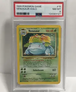 1999 Pokemon Venusaur Base Set Holo Rare 15/102 PSA 8 English - Image 1