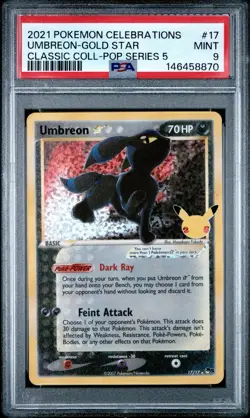 2021 POKEMON CELEBRATIONS CLASSIC COLLECTION #17 UMBREON-GOLD STAR PSA 9 - Image 1