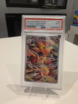 2025 POKEMON DRI EN-DESTINED RIVALS ILLUSTRATION RARE ETHAN'S TYPHLOSION PSA 9 - Image 1