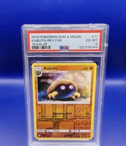 Kabuto 77/181 Reverse Holo Sun & Moon Team Up Pokemon Card TCG 2019 Graded PSA 6 - Image 2