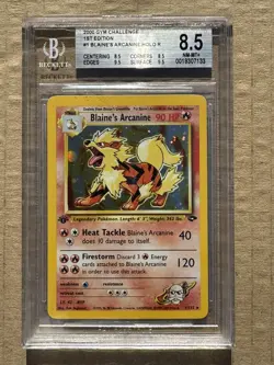 2000 Pokemon Gym Challenge 1st Edition Blaine's Arcanine #01 Holo BGS 8.5 - Image 1