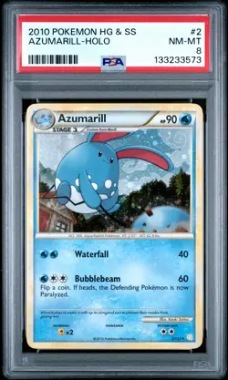 2010 Pokemon Heartgold & Soulsilver #2 Azumarill-Holo PSA 8 - Image 1