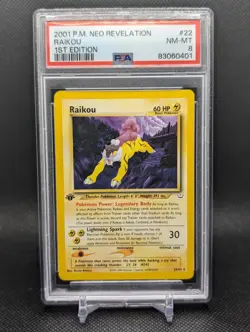 Pokemon TCG - Raikou 22/64 Neo Revelation Regular 1st Edition Rare - PSA 8 NM/M - Image 2
