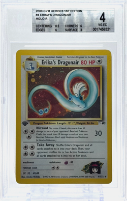 Pokemon Erika's Dragonair 1st Edition Gym Heroes 4/132 BGS 4 VG-EX TCG - Image 1