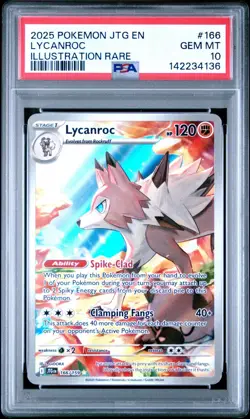 2025 POKEMON JTG EN-JOURNEY TOGETHER 166 LYCANROC ILLUSTRATION RARE PSA 10 - Image 1
