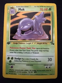 Pokemon Muk Holo TCG Fossil First Edition Card 13/62 - Image 1