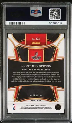 2023 Select Scoot Henderson Silver Prizm Rookie Card RC PSA 10 Gem Mint - Image 2