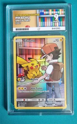 Pokemon Pikachu TCG Secret Rare Cosmic Eclipse Full Art Card 241/236 Ace 9 - Image 1