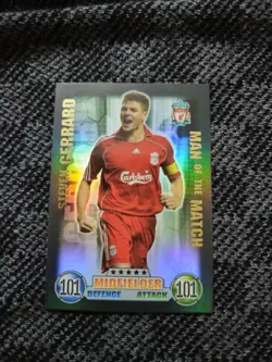 Match Attax 2007/2008 Steven Gerrard Man of the Match Card (Very Rare) - Image 1