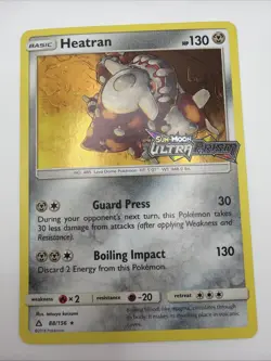 Heatran 88/156 S&M Ultra Prism Holo Stamped Pokemon Card - Image 1