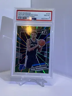 2023 Donruss Victor Wembanyama Holo Green Laser Rated Rookie Card, PSA Graded 8 - Image 4