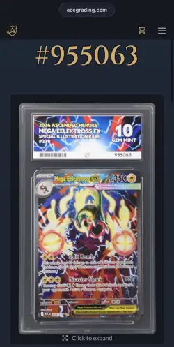 Pokemon TCG Mega Eelektross Ex 278/217 Ascended Heroes ACE 10 PERFECT SUBGRADES - Image 4
