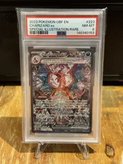 Pokemon TCG Charizard EX Card Scarlet Violet Obsidian Flames 223/197 PSA 8 - Image 1