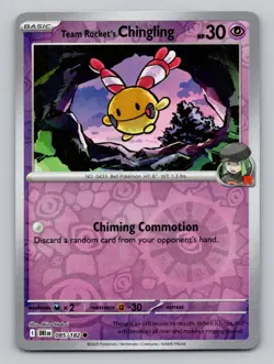 Reverse Holo Team Rocket's Chingling 085/182 Common Destined Rivals Pokemon - Image 1
