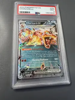 Pokemon SV: Paldean Fates Charizard ex 054/091 Rare Holo PSA 9 - Image 1