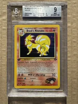 2000 Pokemon Gym Challenge 1st Edition Brock's Ninetails #03 Holo BGS 9 - Image 1