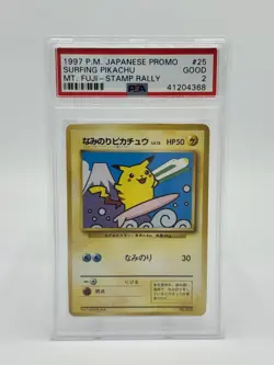 Pokemon Japanese Promo Mt. Fuji Stamp Rally #25 Surfing Pikachu PSA 2 - Image 1