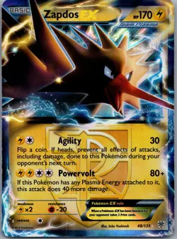 Zapdos EX (Team Plasma) 48/135 Plasma Storm Pokemon TCG Ultra Rare LP - Image 1
