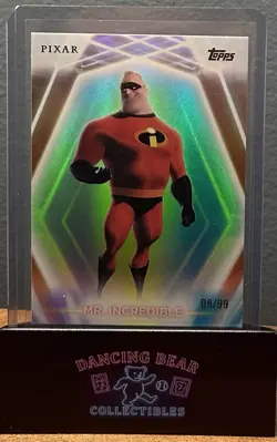 2026 Topps Disney Neon Mr. Incredible Purple/Yellow/Blue Parallel #’d /99 - Image 1