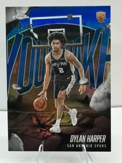 2025-26 Topps Chrome DYLAN HARPER Blue Refractor Youthquake RC #’d /150 Spurs - Image 1