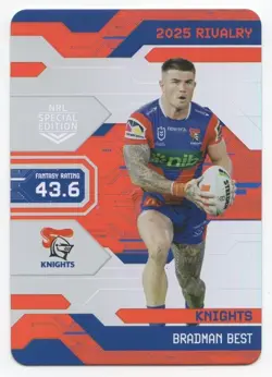 2025 TGI NRL Rivalry - Game Card (G) 49 - Bradman Best (Knights) - Image 1