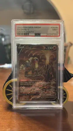 2023 POKEMON SWORD & SHIELD CROWN ZENITH #GG36 FULL ART ENTEI V PSA 9 MINT - Image 1