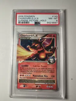 Pokemon TCG Charizard LV.X Supreme Victors Holo Rare Card 143 PSA 8 - Image 1