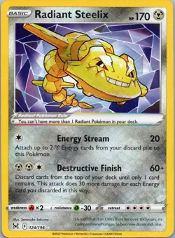 Pokemon TCG Radiant Steelix 124/196 Lost Origin Holo NM - Image 1