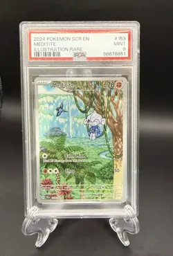 2024 POKEMON SCR EN-STELLAR CROWN ILLUSTRATION RARE #153 MEDITITE PSA 9 - Image 1