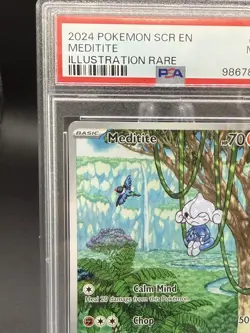 2024 POKEMON SCR EN-STELLAR CROWN ILLUSTRATION RARE #153 MEDITITE PSA 9 - Image 3