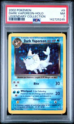 2002 POKEMON LEGENDARY COLLECTION #9 DARK VAPOREON-HOLO PSA 7 - Image 1
