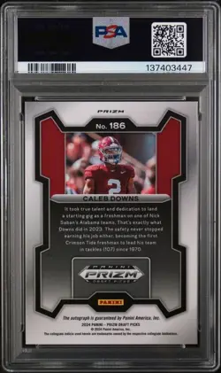 2024 Prizm Draft Picks Caleb Downs #186 Rated Prospect Silver AUTO PSA 9 MINT! - Image 2