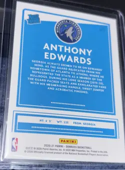 🏀 2020-21 Panini Donruss Basketball Base Card Rookie #201 Anthony EDWARDS 🏀 - Image 2