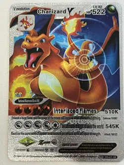 Pokemon Interlaced Flames Charizard V HP522 Silver Foil Fan Art Card - Image 1
