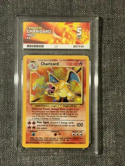 Pokemon TCG Base Set Unlimited Charizard Holo Card 4/102 1999 Edition ACE 5 EX - Image 1