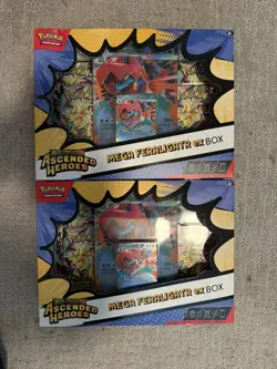 2 Pokemon Ascended Heroes Mega ex Box Feraligatr IN HAND - Image 1