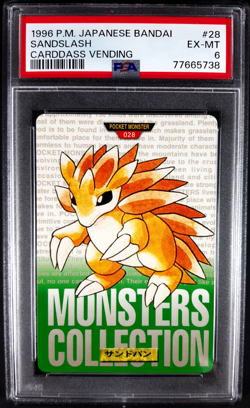 Sandslash 1996 Pokemon Japanese Bandai Carddass Vending Green #28 PSA 6 - Image 1