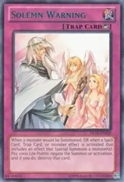 Yugioh! LP Solemn Warning - Green - DL18-EN019 - Rare - Unlimited Edition Lightl - Image 1