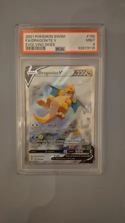 2021 Pokemon TCG Dragonite V Alt Art Card Evolving Skies 192/203 PSA 9 MINT - Image 1