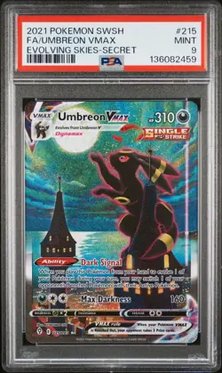 Umbreon VMAX 215/203 PSA 9 Alt Art Evolving Skies Pokemon Card Graded - Image 1