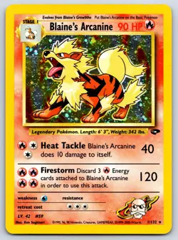 Blaine's Arcanine (Holo) Unlimited Gym Challenge 1/132 Pokemon Card MP - Image 1