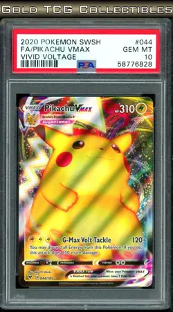 PSA 10 ⭐ Pokemon Pikachu VMAX 044 Vivid Voltage Full Art Graded Card - Image 1