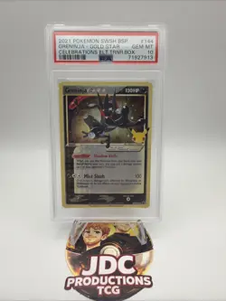 Pokemon Greninja Gold Star 2021 SWSH BLACK STAR PROMO #144 PSA 10 - Image 1
