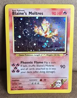 Pokemon TCG Gym Heroes Blaine's Moltres Holo Rare 1/132 90 HP 2000 English - Image 2